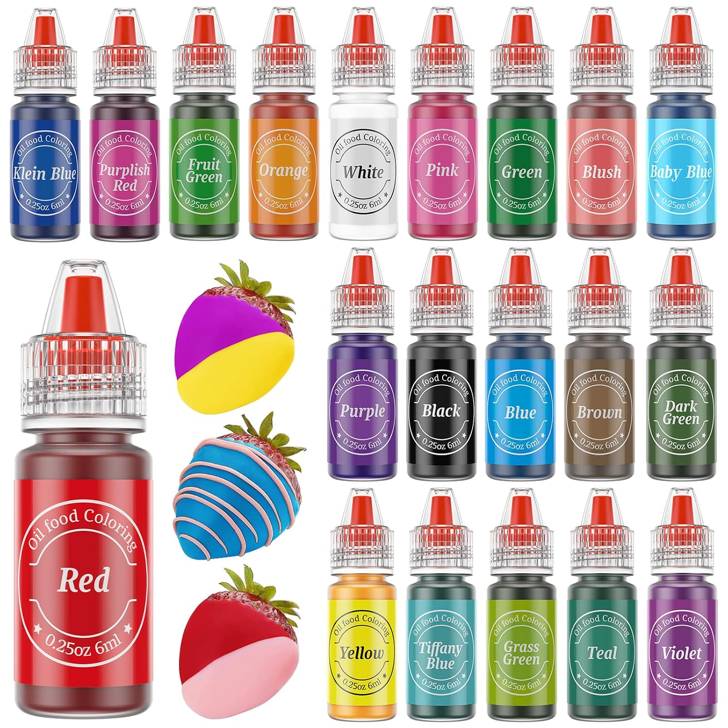 Detalle de Nomeca Oil-Based Food Coloring for Chocolate, 20 Colors, 6 ml Bottles