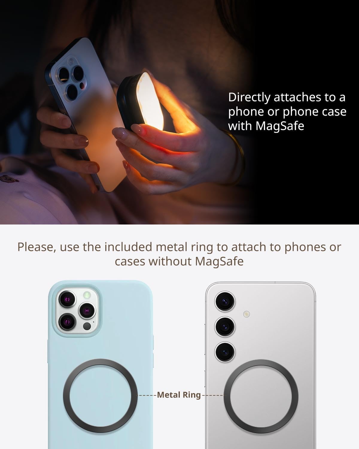 Detalle de SMALLRIG Magnétique Lampe Selfie pour Téléphone — LED avec miroir et fixation MagSafe