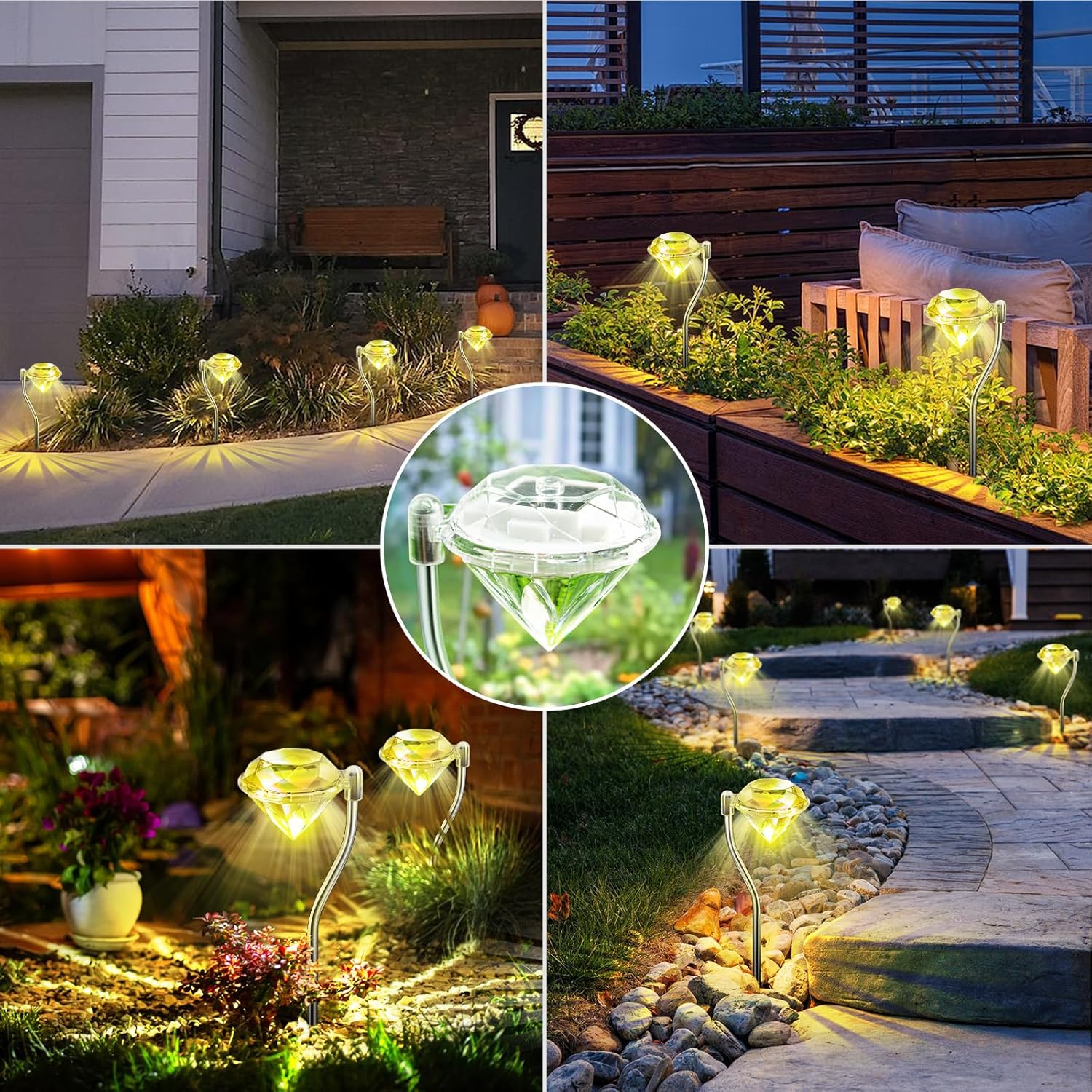 Thumbnail 6 de Anordsem Solar Lights Outdoor Garden Diamond Stake Lamp 4 Pack