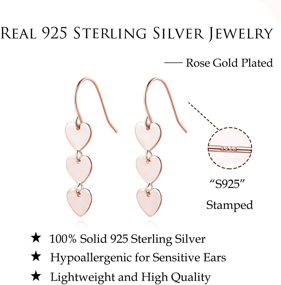 Thumbnail 5 de Reffeer Solid 925 Sterling Silver Love Heart Drop Earrings