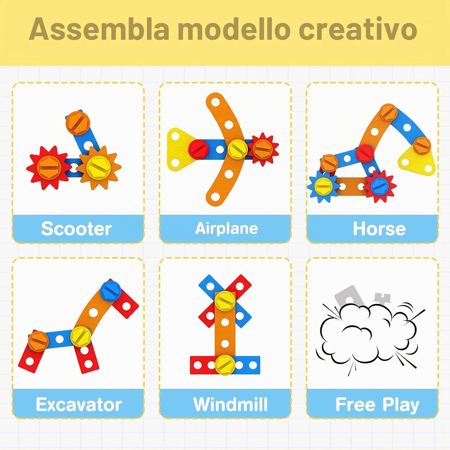 Detalle de Cassetta Attrezzi per Bambini in Legno con Banco Montessori e Grembiule – Set da 42 pezzi (2–4 anni)