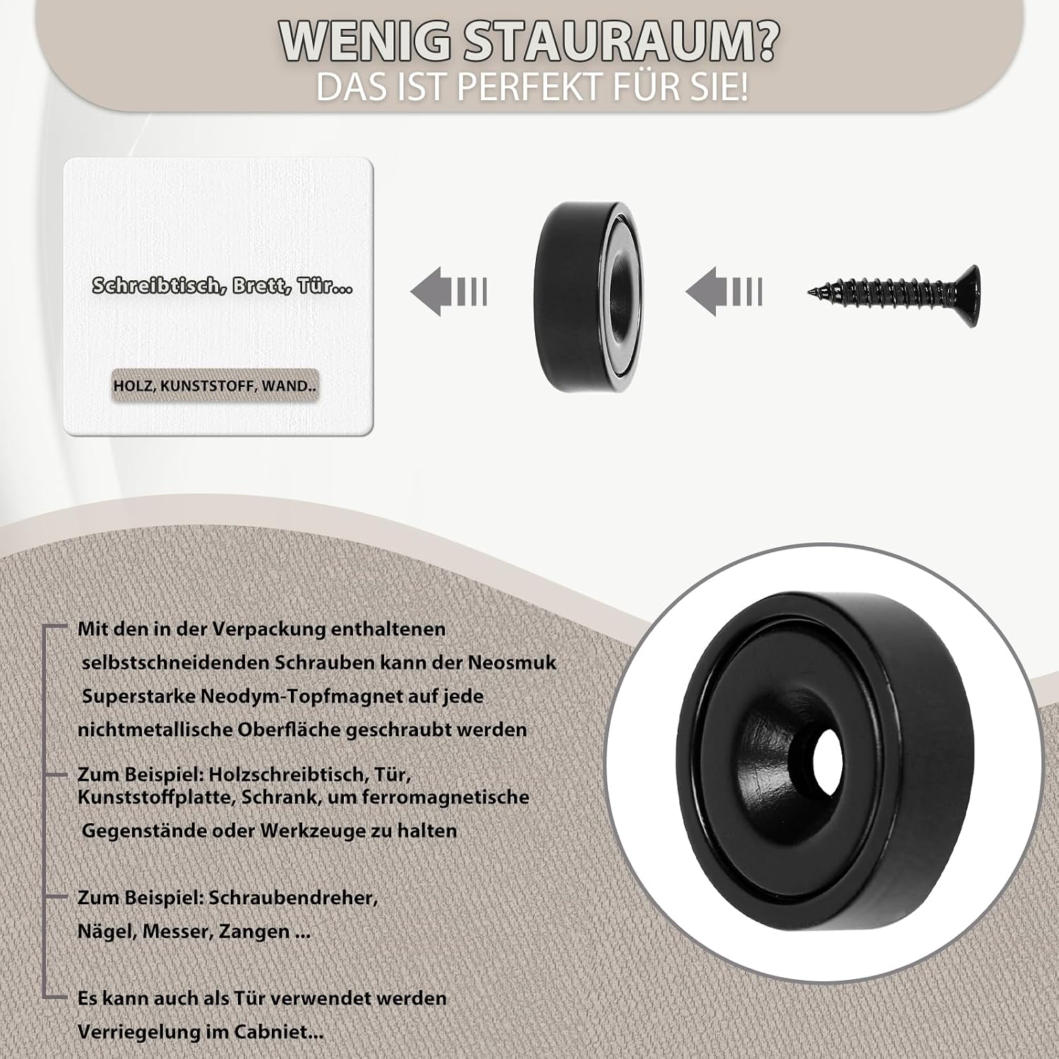 Thumbnail 5 de Neosmuk Magnet 20 mm Durchmesser schwarz