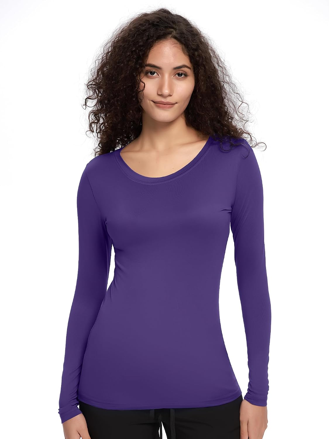 Detalle de COZYFIT Underscrub Long Sleeve Women - Crew Neck Scrubs Undershirt for Nurses