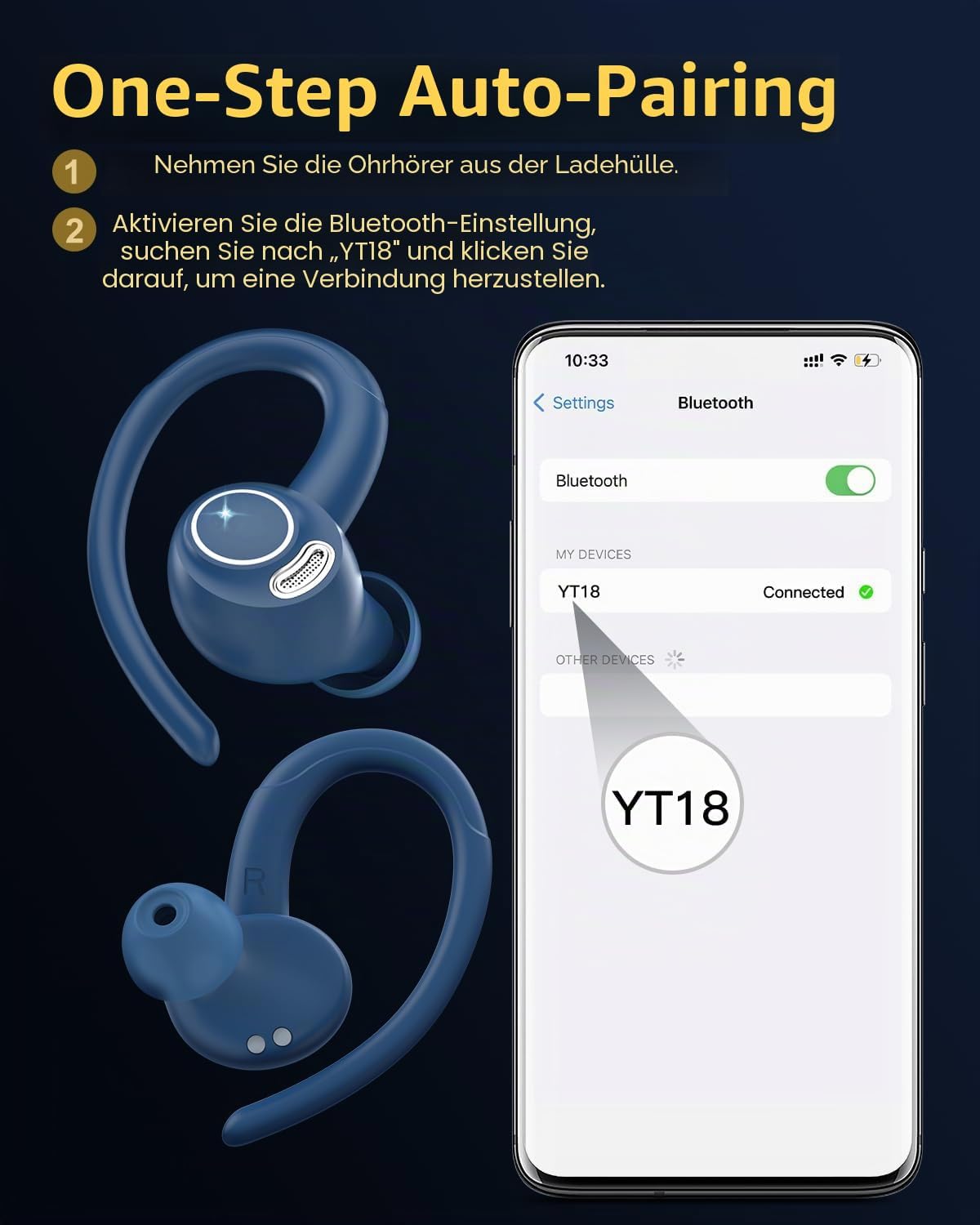 Thumbnail 6 de Bluetooth Kopfhörer Sport In-Ear 40 Std Spielzeit