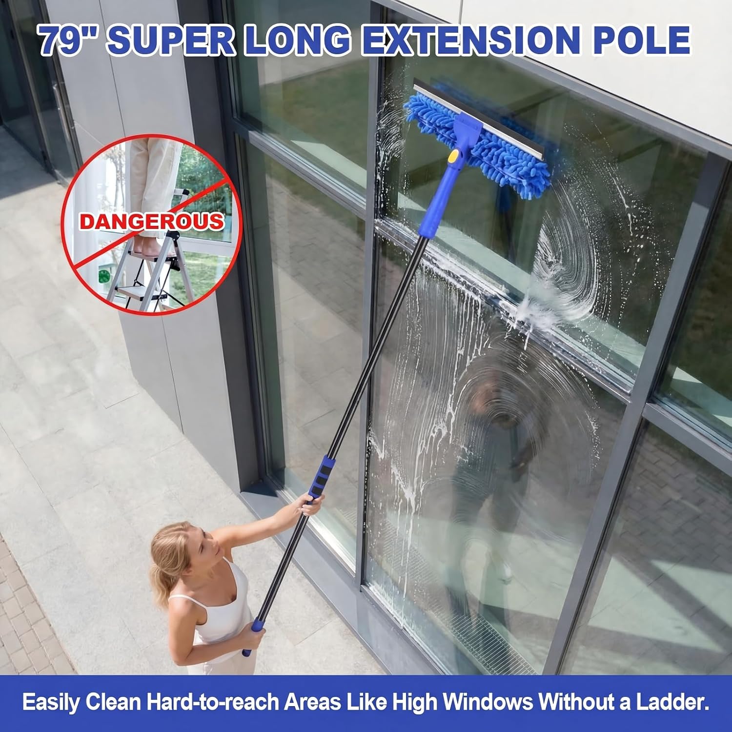 Detalle 2 de Wontolf Window Squeegee, 79-Inch Extension Pole