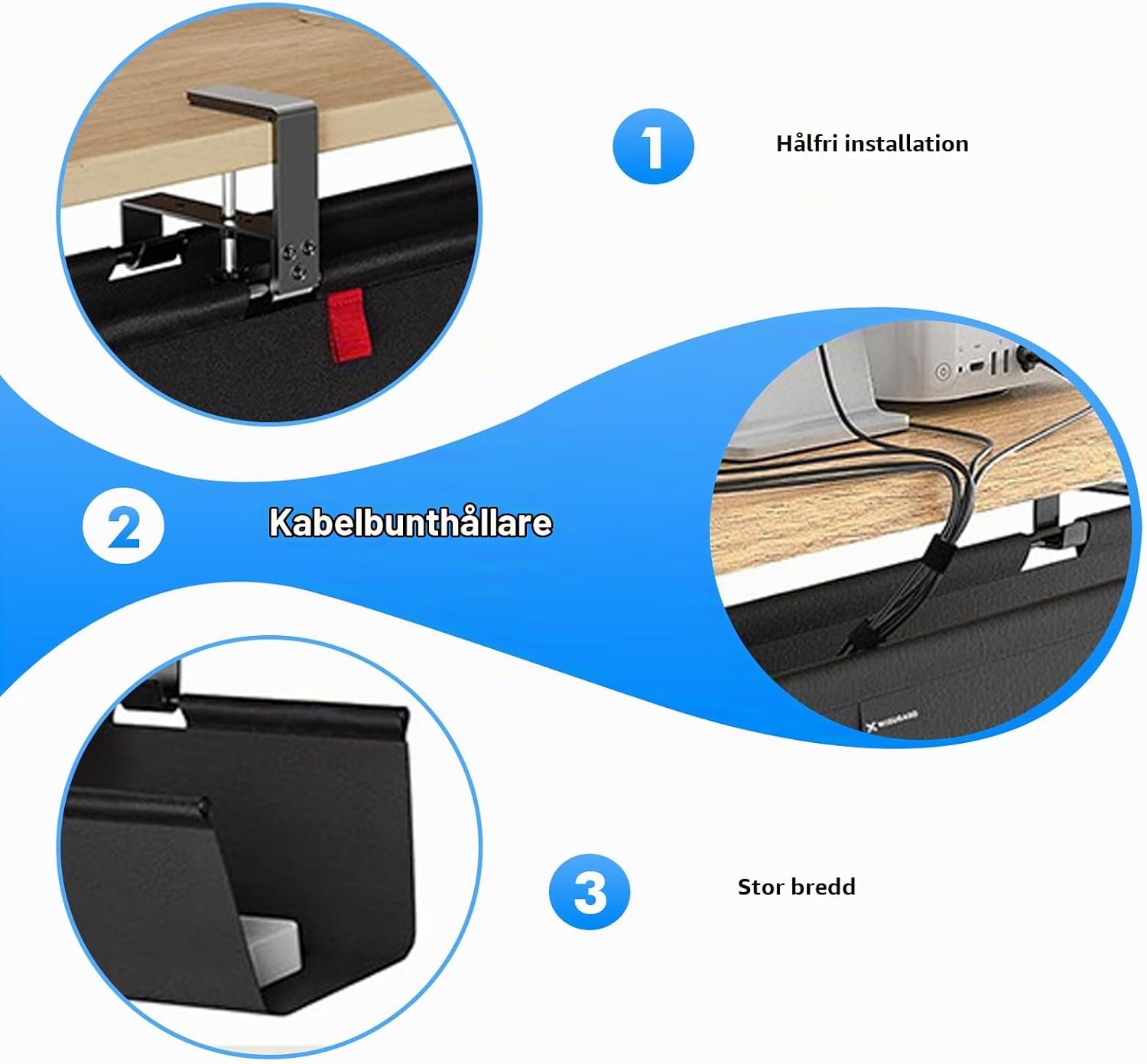 Detalle de HOSPAOP kabelränna för skrivbord, 70 cm i 600D Oxford-tyg