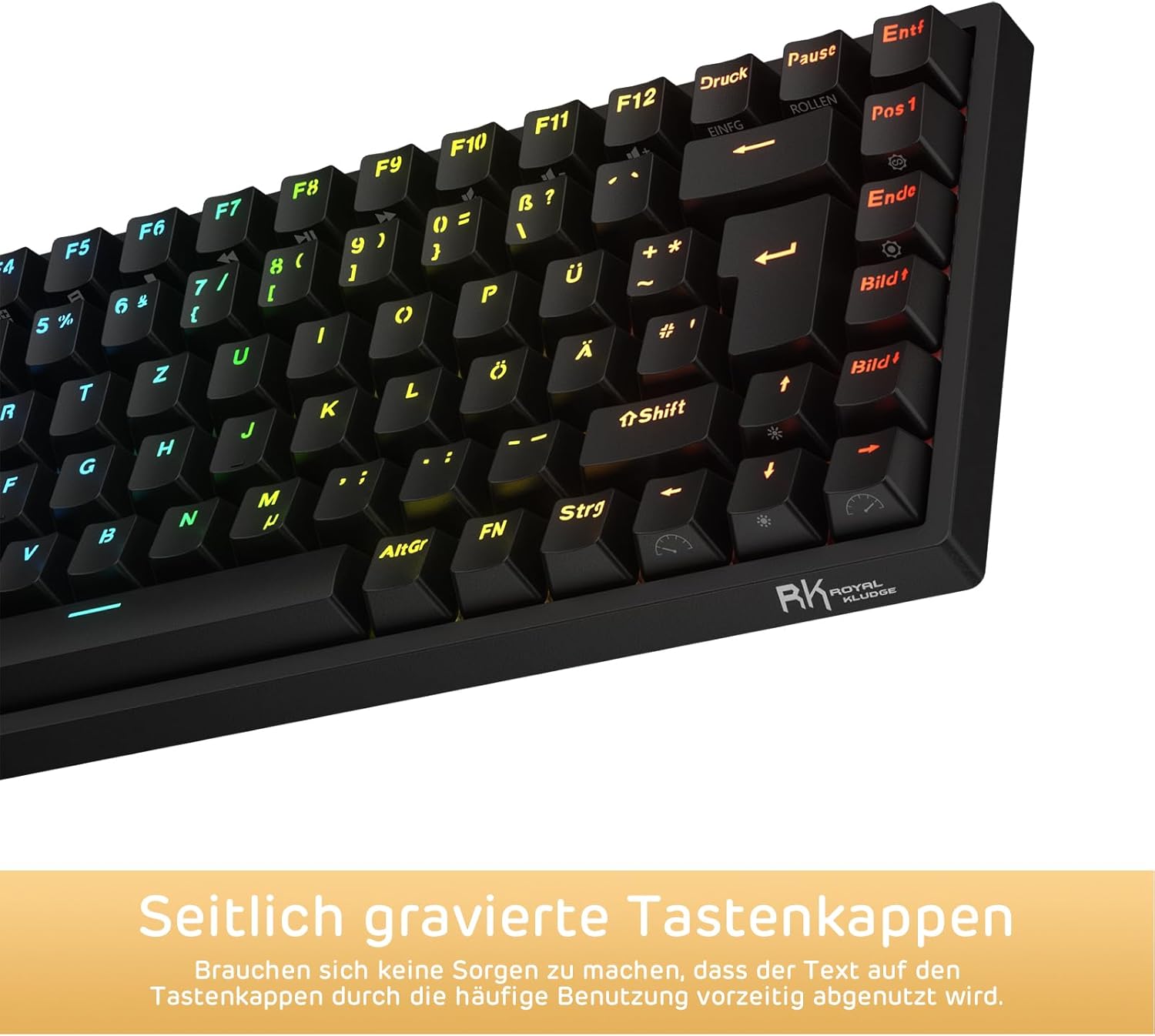 Thumbnail 6 de RK ROYAL KLUDGE RK84-DE : clavier de jeu 75 % Bluetooth & 2,4 GHz rétroéclairage RVB, QWERTZ