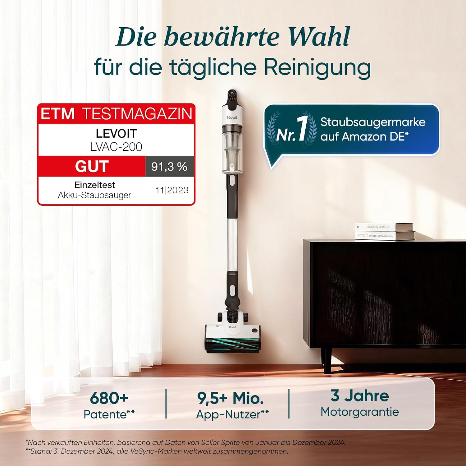 Detalle 2 de Levoit LVAC-200 Akku Staubsauger 75 m² 🧹