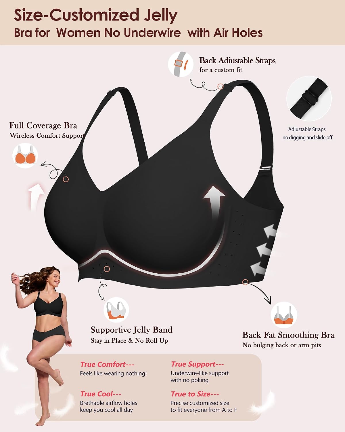 Thumbnail 1 de As Fairy Wireless Jelly T-Shirt Bra for Women (No Underwire, Full Coverage)