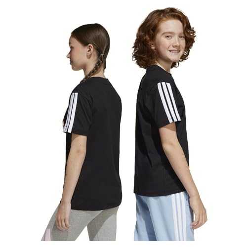 Detalle de adidas Unisex Bambini Essentials 3 Stripes T-Shirt, Black/White, 15-16 Years