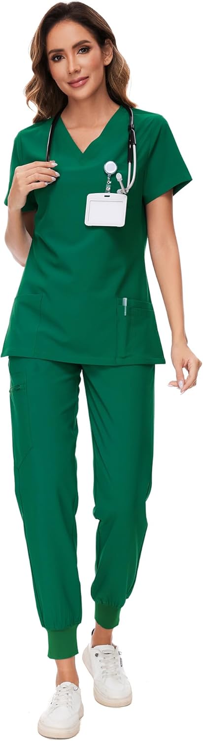 Thumbnail 6 de COZYFIT Women’s Medical Scrub Set with V-Neck Stretch Top and 8-Pocket Jogger Pants