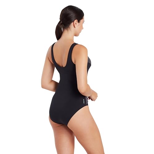 Thumbnail 1 de Zoggs Sandon Scoopback Swimming Costume Women (Black/Eco Fabric, 38-inch / 14 UK) – One Piece with Tummy Control