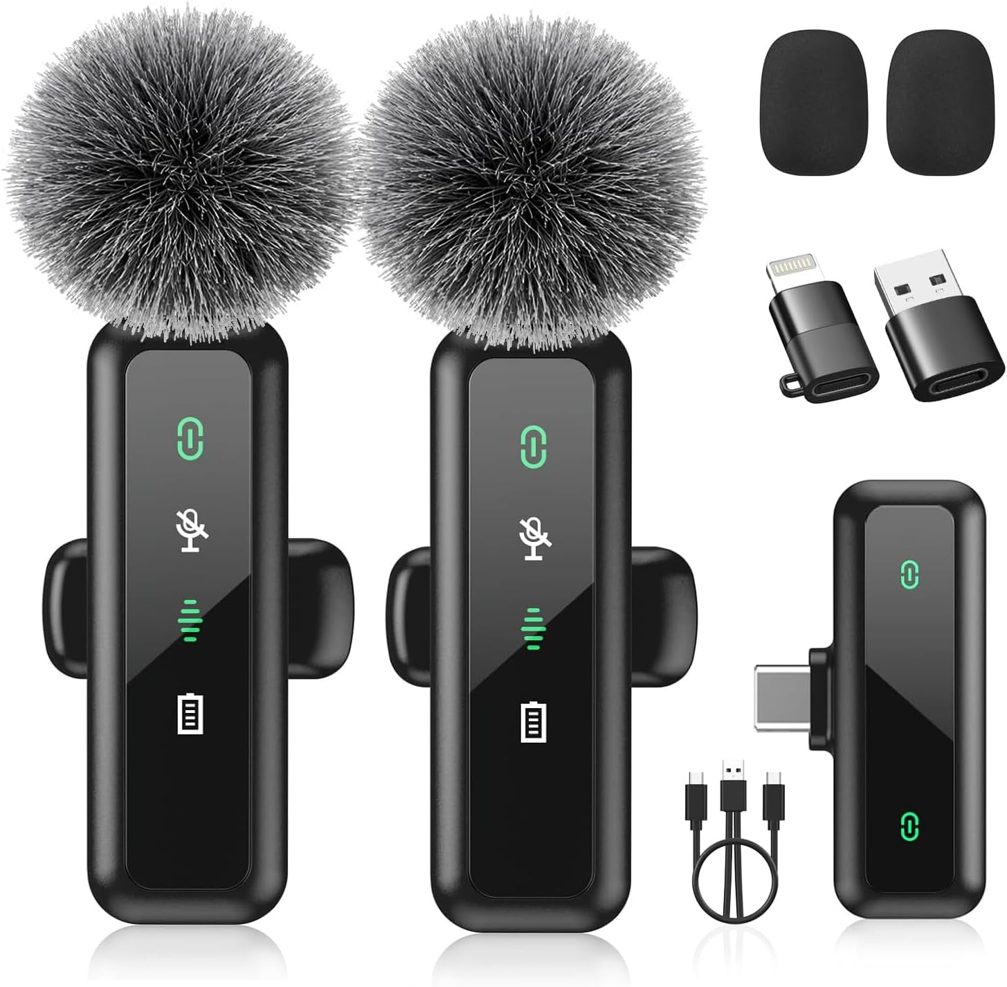 Detalle de AUJQMYCA MF001 Wireless Lavalier Microphone, 2-Pack with Noise Reduction