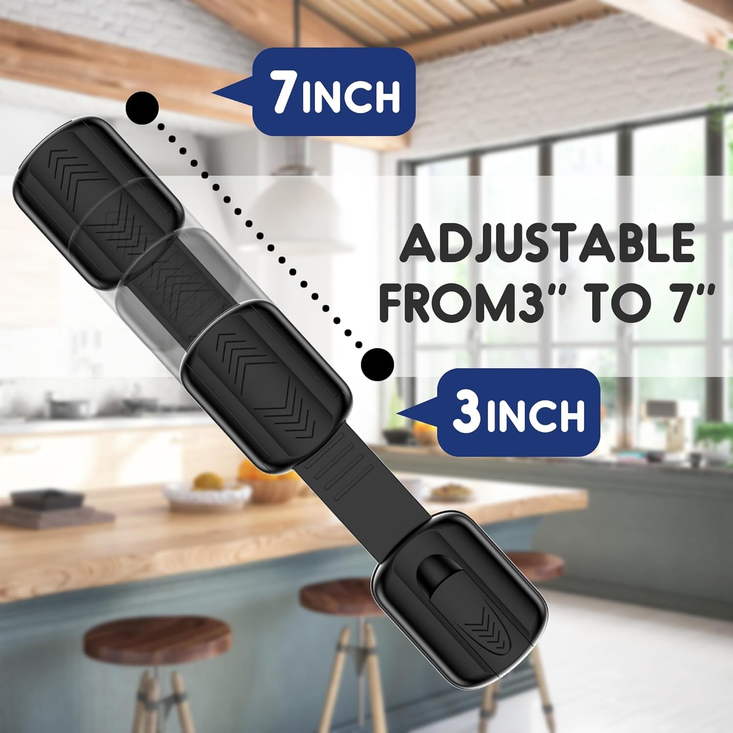 Thumbnail 1 de Septeamay Kindersicherung für Schrank und Schubladen (10 Stück) – Schubladensicherung mit 3M Kleber, ohne Bohren, Schwarz