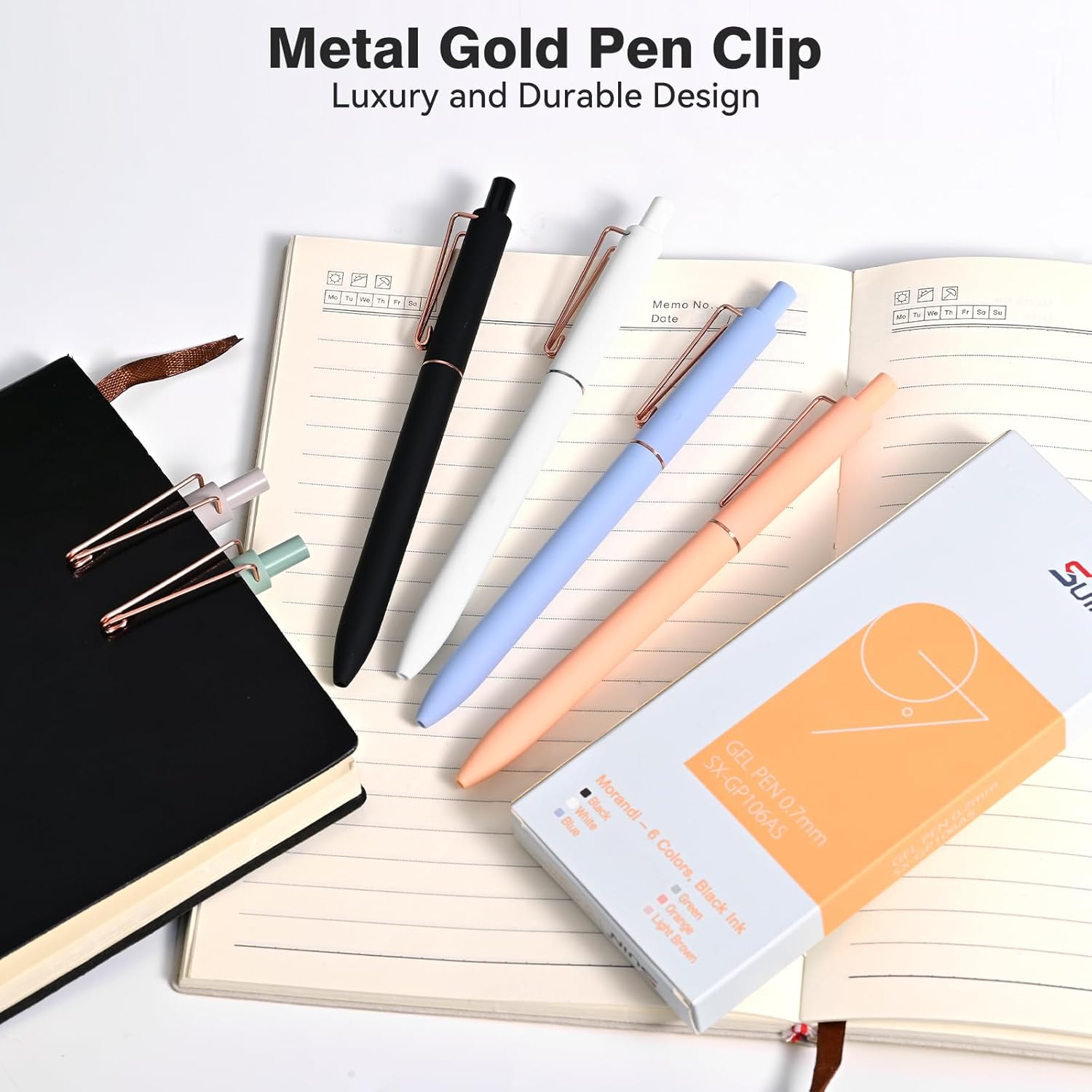 Thumbnail 5 de SUIN Premium Gel Pens - 6 Pack 0.7mm Black Ink, Medium Point Retractable Rollerball for Smooth Writing, Thoughtful Gift Set
SUIN Premium Gel Pens - 6 Pack 0.7mm Black Ink, Me…