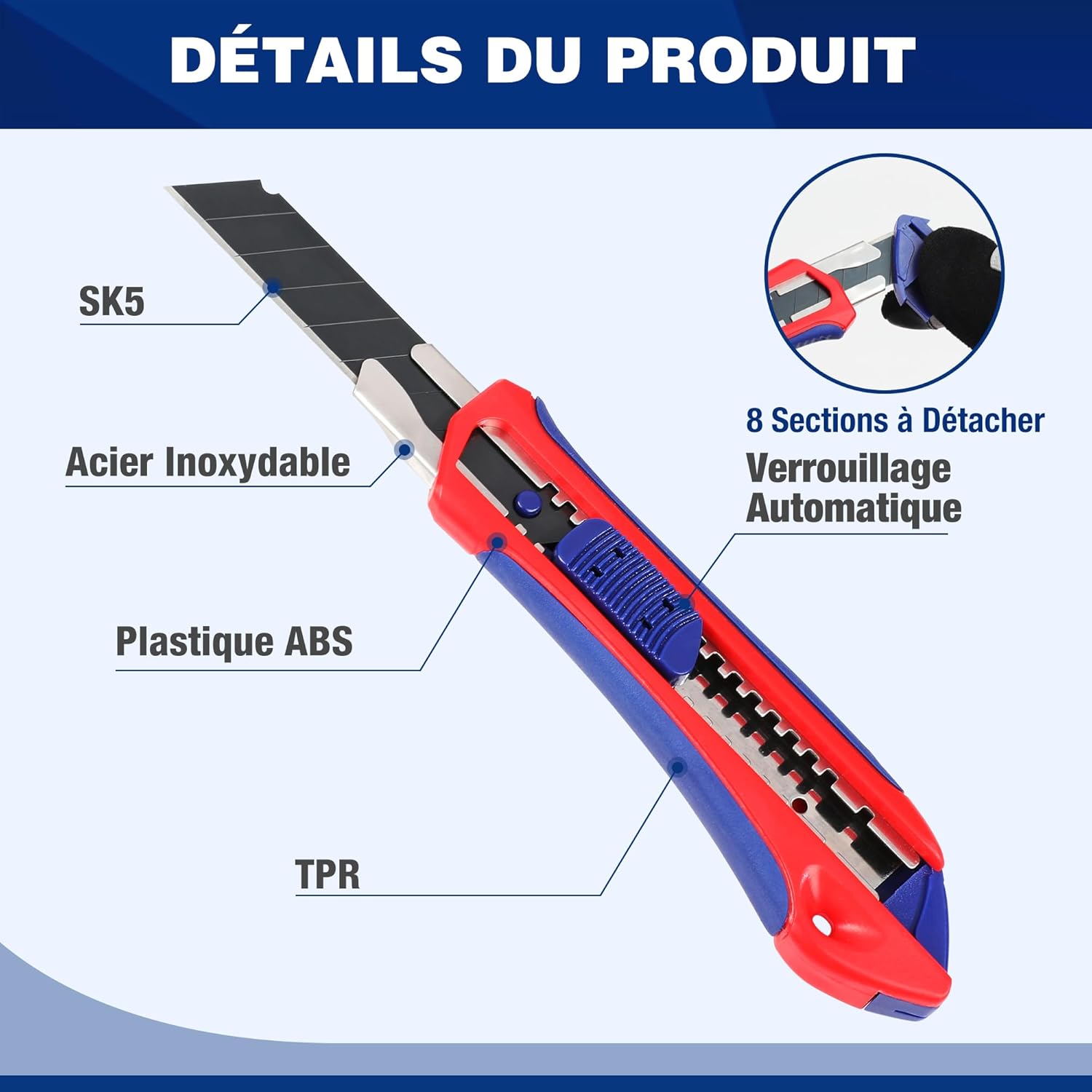 Thumbnail 2 de WORKPRO Cutter utilitaire rétractable 18 mm — lot de 3 ✂