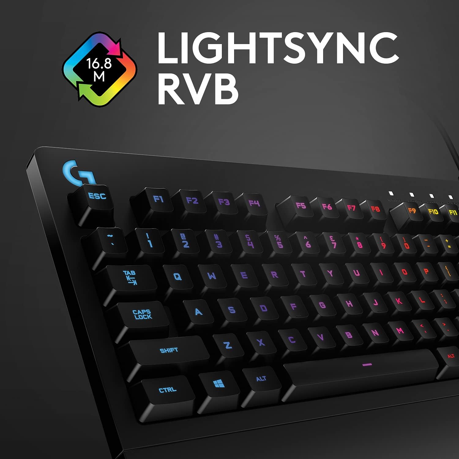 Detalle de Logitech G213 Prodigy — Clavier Gamer AZERTY, éclairage RGB LIGHTSYNC et commandes multimédia dédiées