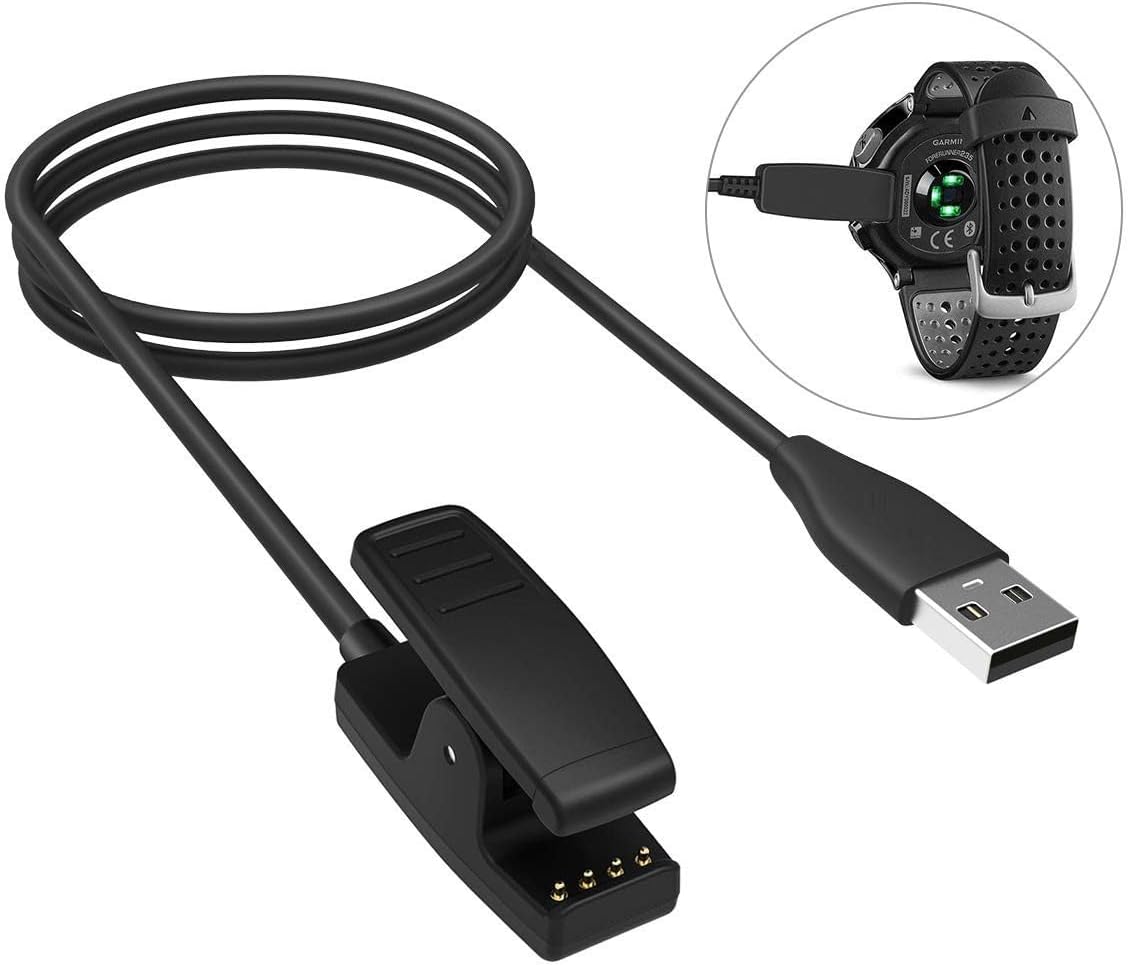 Detalle de INF Ladekabel kompatibel mit Garmin Forerunner 235, 735XT, 630, 645, 230, Vivomove HR und Approach S20 – Ladegerät mit Cliphalter, Überspannungs- und Überstromschutz