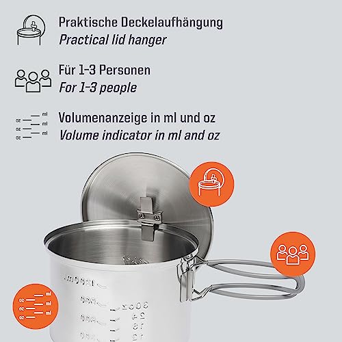 Thumbnail 2 de Esbit Spirituskochset mit 1500 ml Topf – Edelstahl, Deckelaufhängung und Spiritusbrenner mit Flammenregulierer