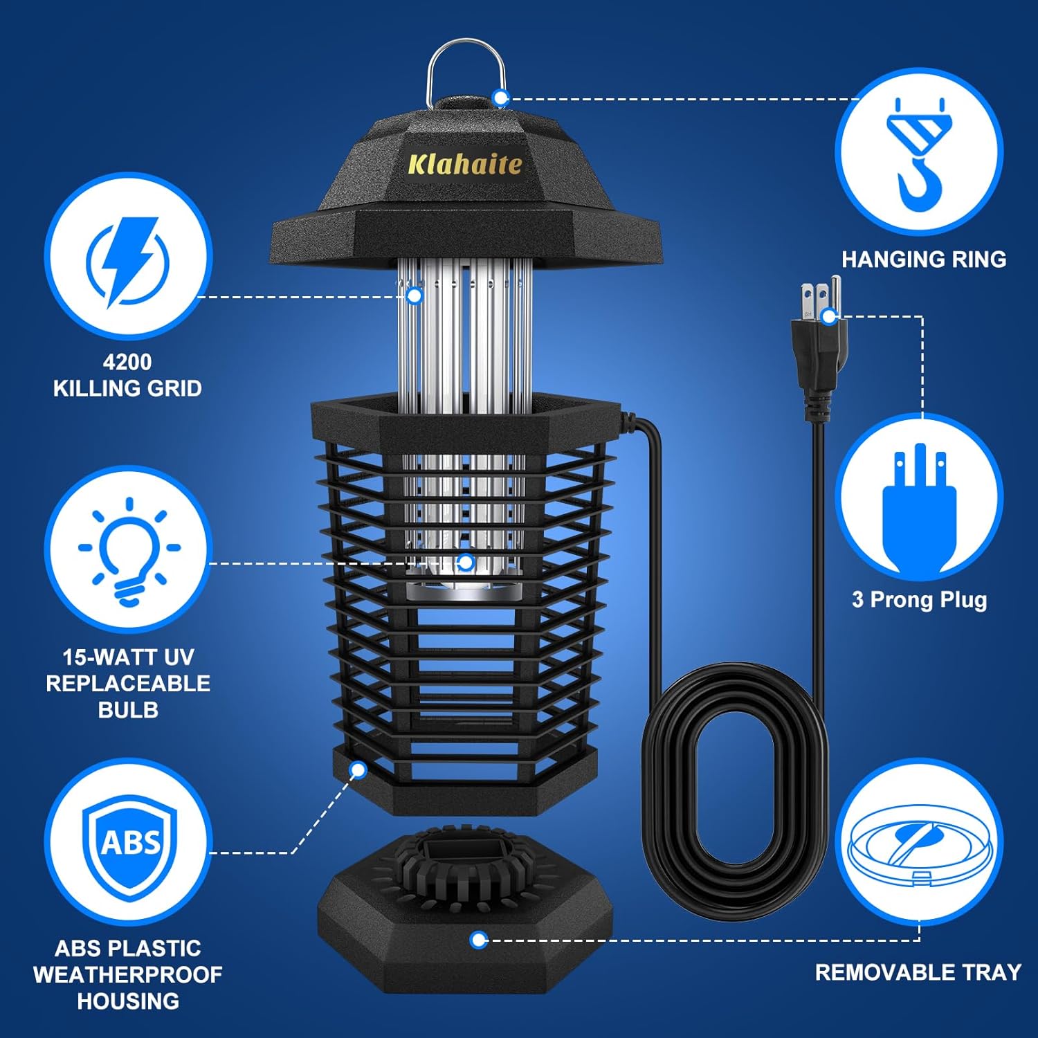 Thumbnail 2 de Klahaite Outdoor Insect Exterminator Electric Mosquito Zapper (up to 1/2 acre)