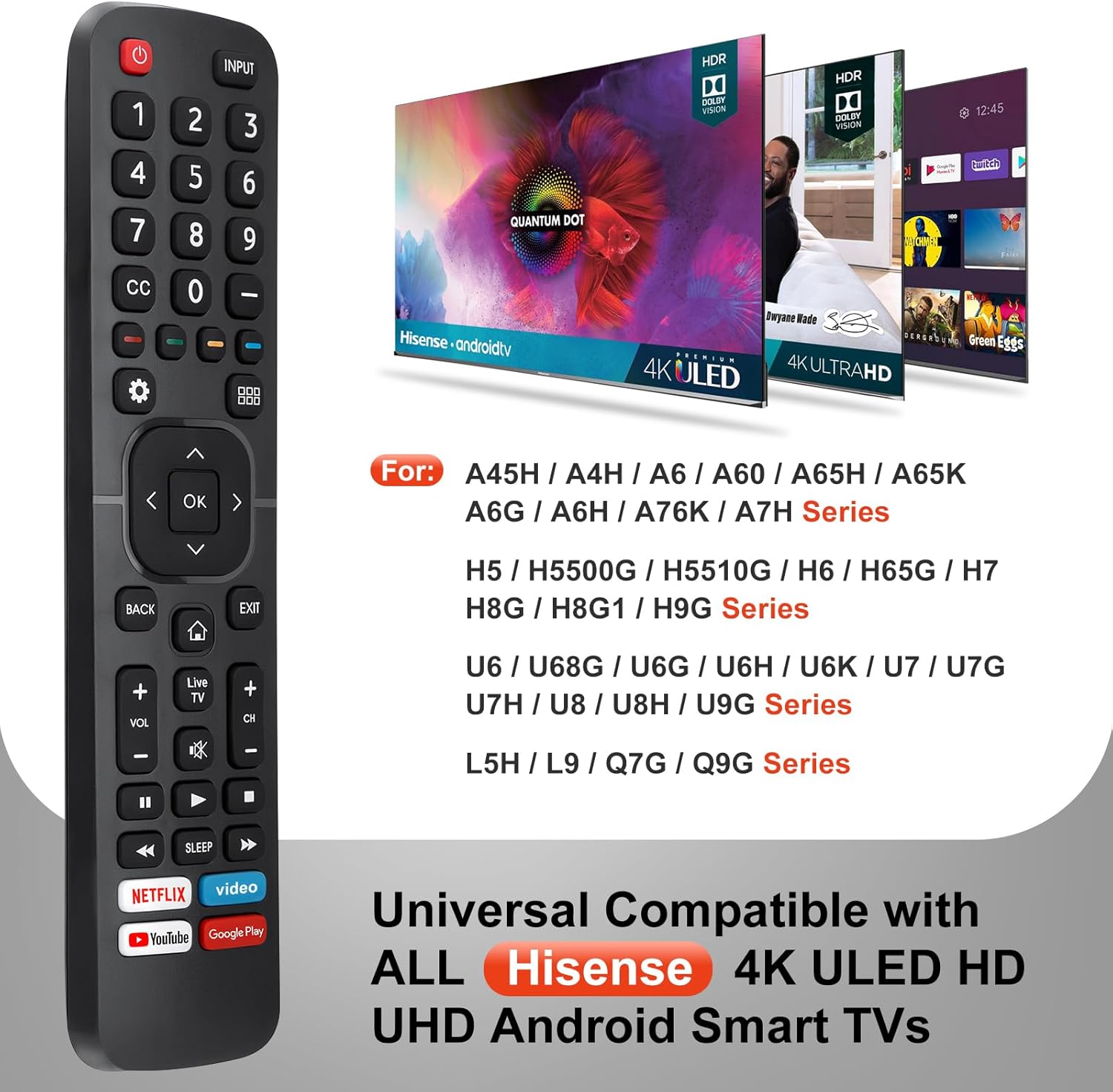 Detalle 2 de for Hisense TV Remote Replacement EN2A27 — Fully Compatible with Hisense Smart TVs