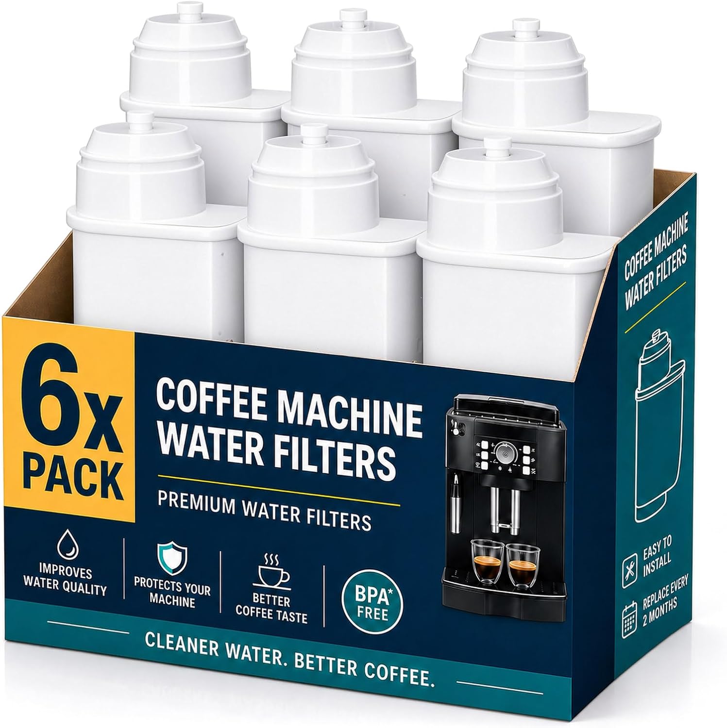 Detalle de FILSWA FW400_Parent Coffee Machine Water Filters, Coconut-Shell Charcoal, Pack of 6