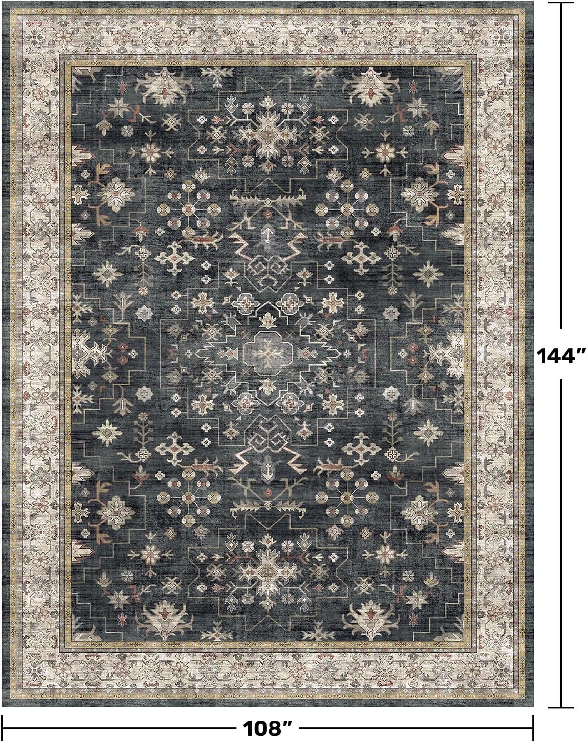 Detalle 2 de Hazo Haus 9x12 Black Boho Area Rug 🏡