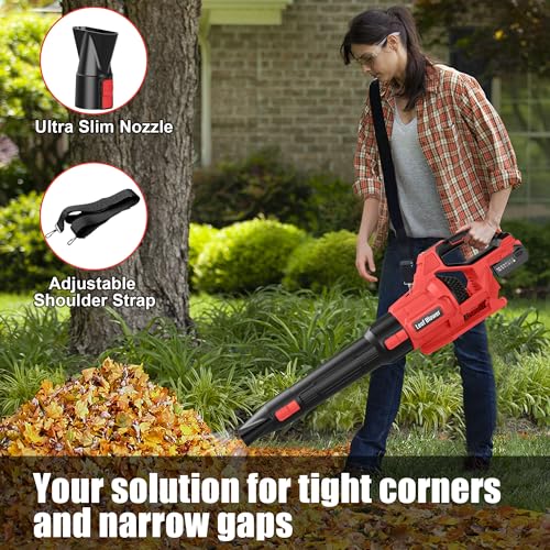Thumbnail 7 de Bamse Leaf Blower Cordless 21V with 2 Batteries 4.0Ah – 3 Speeds, 2 Nozzles & Shoulder Strap
