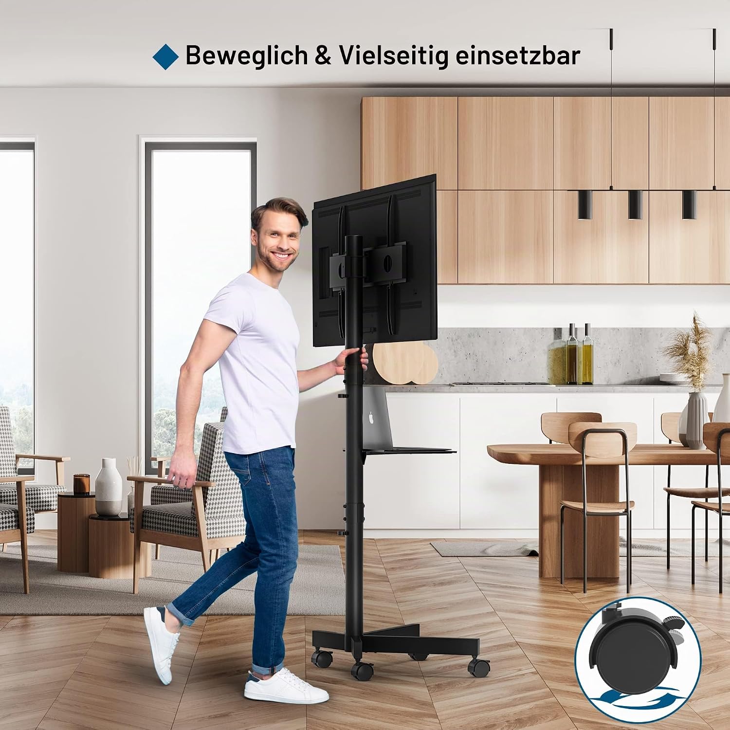 Thumbnail 1 de BONTEC TV Ständer Rollbar 23–60 Zoll Höhenverstellbar