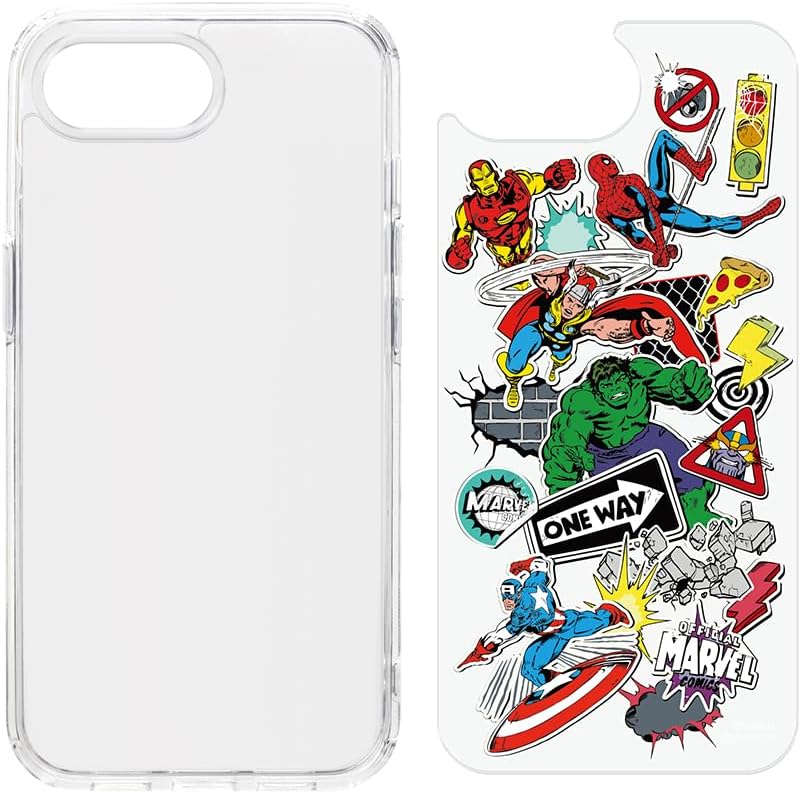 Detalle de Premium Style PG-D25KPT08MVL iPhone16e用クリアハイブリッドケース MARVELシート付き