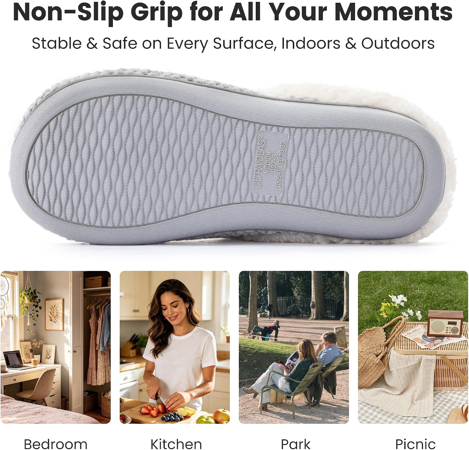 Detalle 2 de ULTRAIDEAS Women's Fleece Slippers