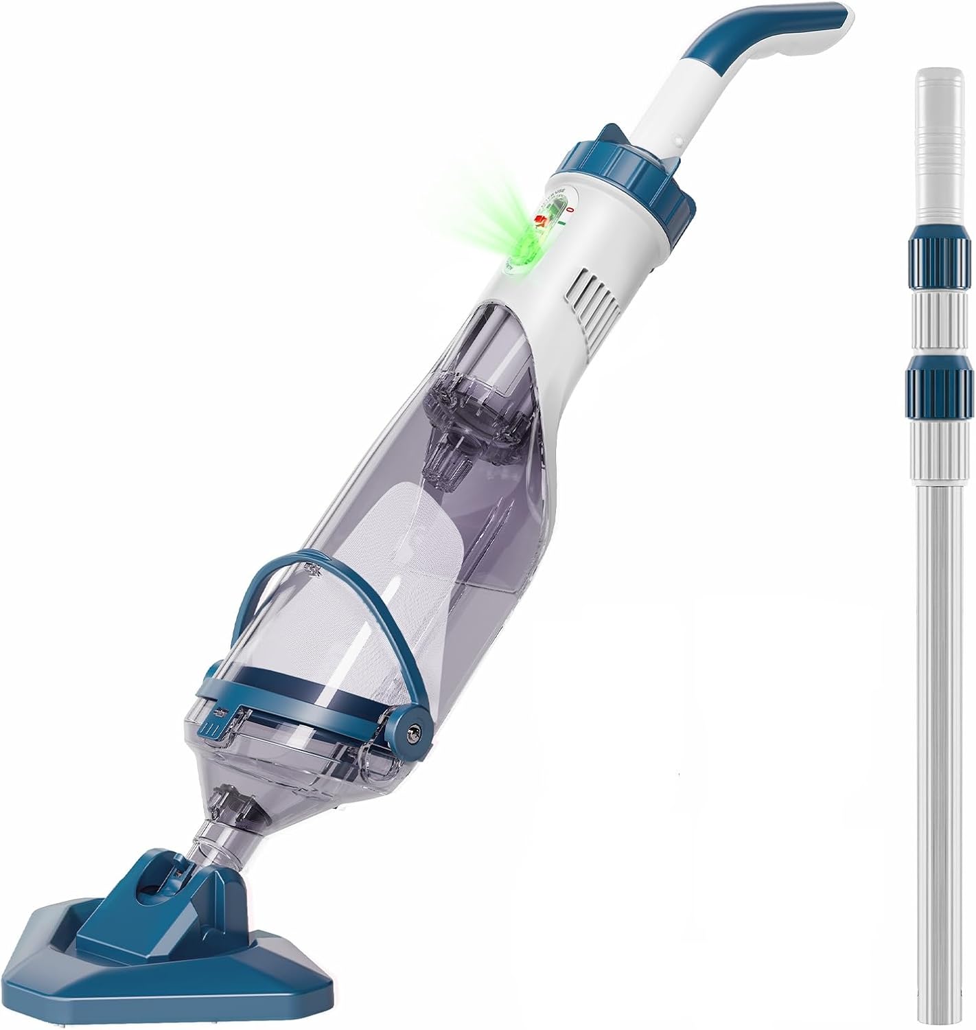 Detalle de Enhulk Akku-Poolsauger mit Teleskopstange (bis zu 60 Minuten, 222 cm) und 4 Filtereinsätzen