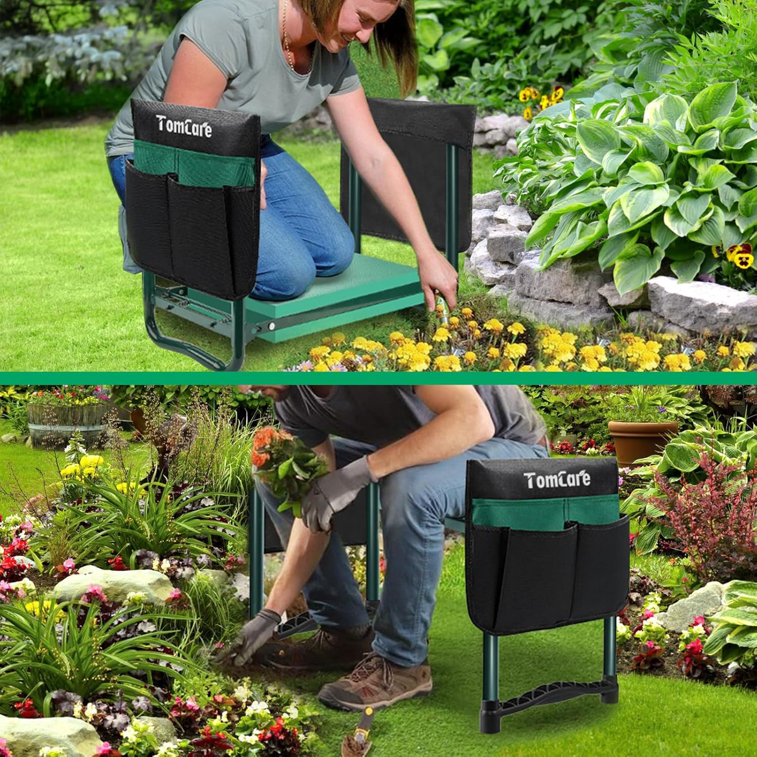 Thumbnail 6 de TomCare Garden Kneeler and Seat: Wider 10.64” Pad, 400 lb Capacity, Foldable with Dual Tool Pouches