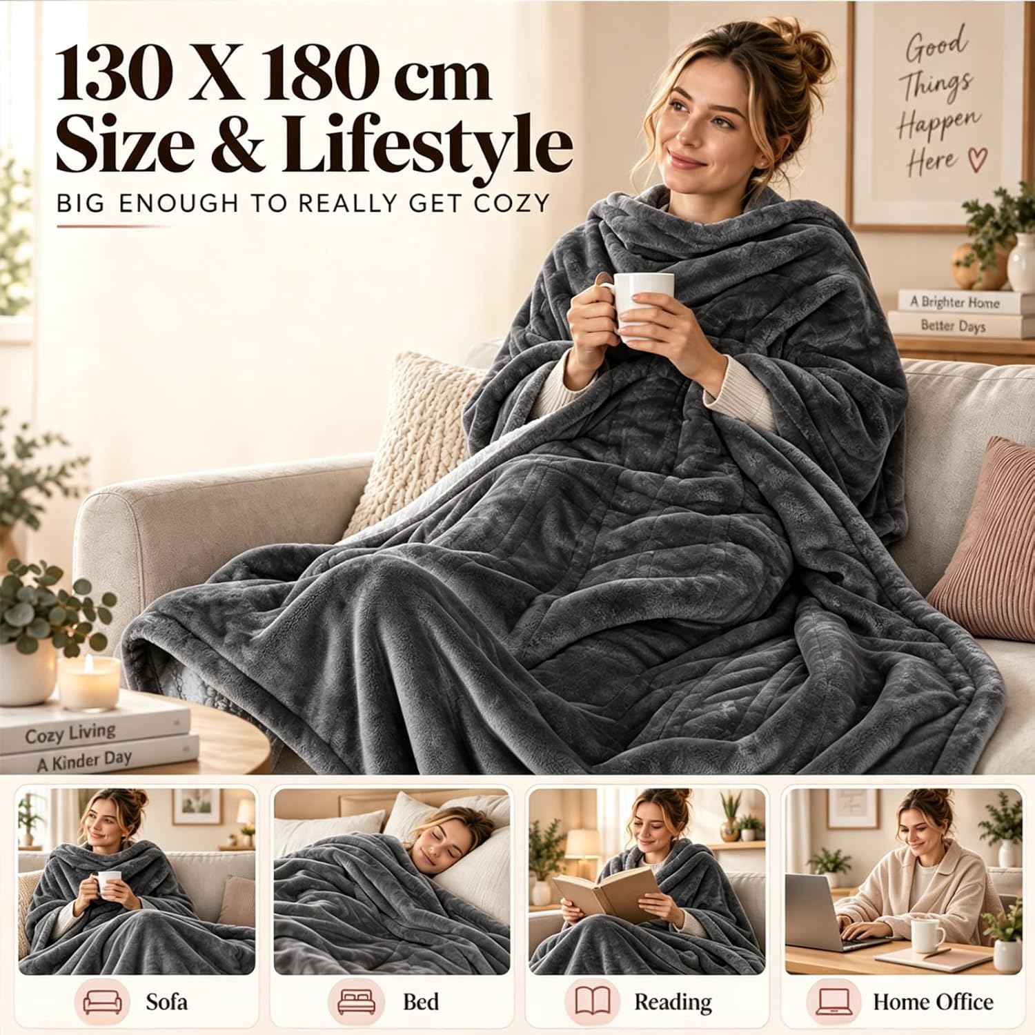 Thumbnail 6 de LOFTBIXA HN-CK130 180 – koc elektryczny 130 × 180 cm, flanela i Sherpa