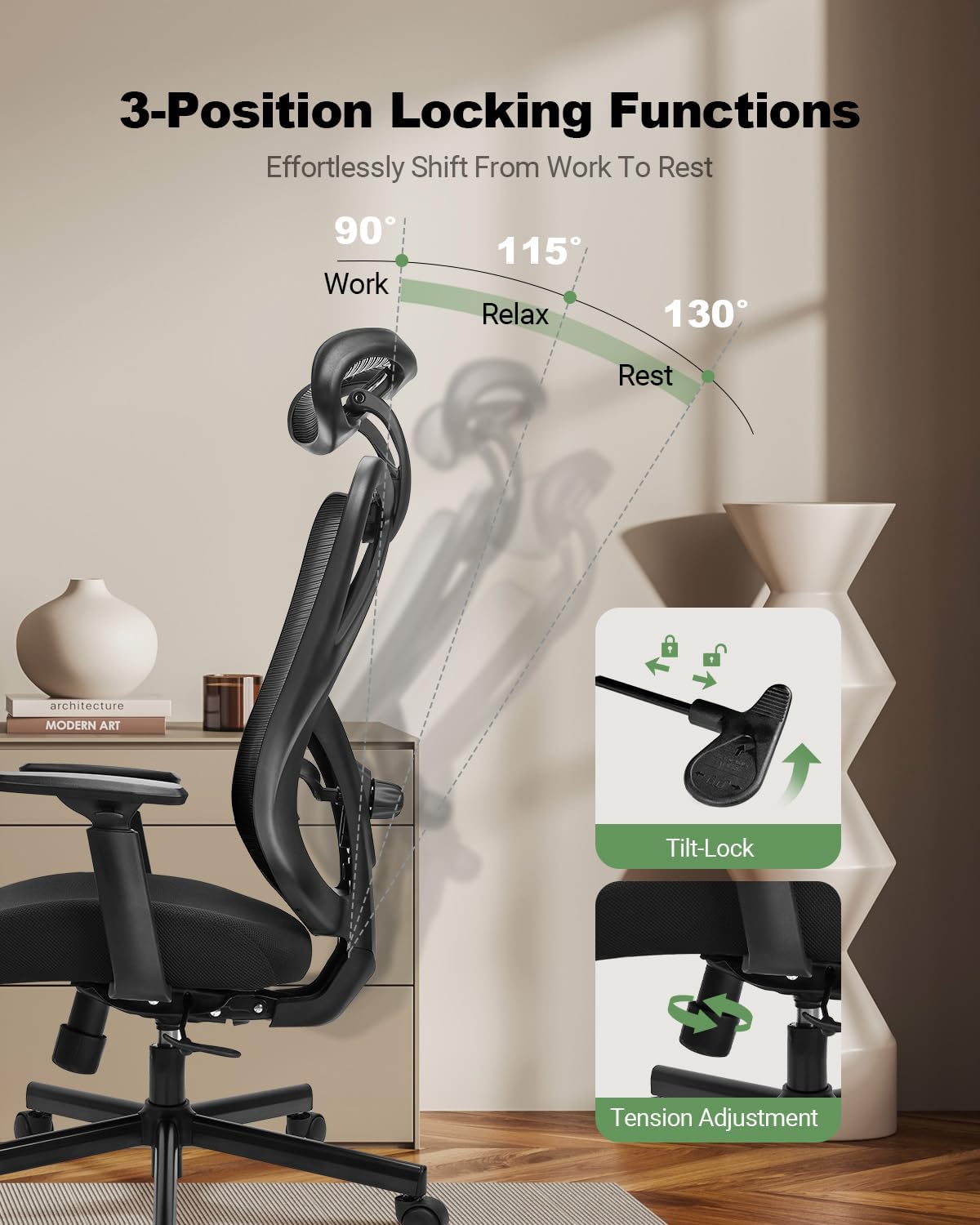 Thumbnail 6 de BASETBL Ergonomic High Back Mesh Office Chair