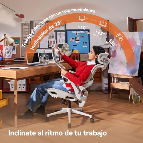Thumbnail 7 de Silla de Oficina ergonómica SIHOO B100: soporte lumbar dinámico, malla transpirable y reposabrazos abatibles