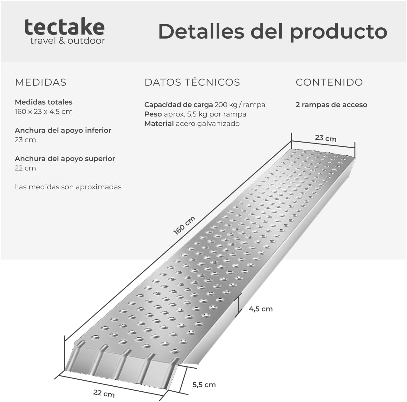 Thumbnail 4 de tectake Rampas para Coches 160 cm
