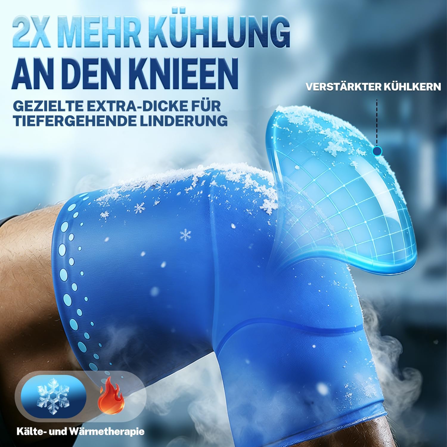Detalle 2 de Fitomo Kühlmanschette Knie XL – Wiederverwendbare Gel-Packung für Kühlung & Wärme bei Kniebeschwerden