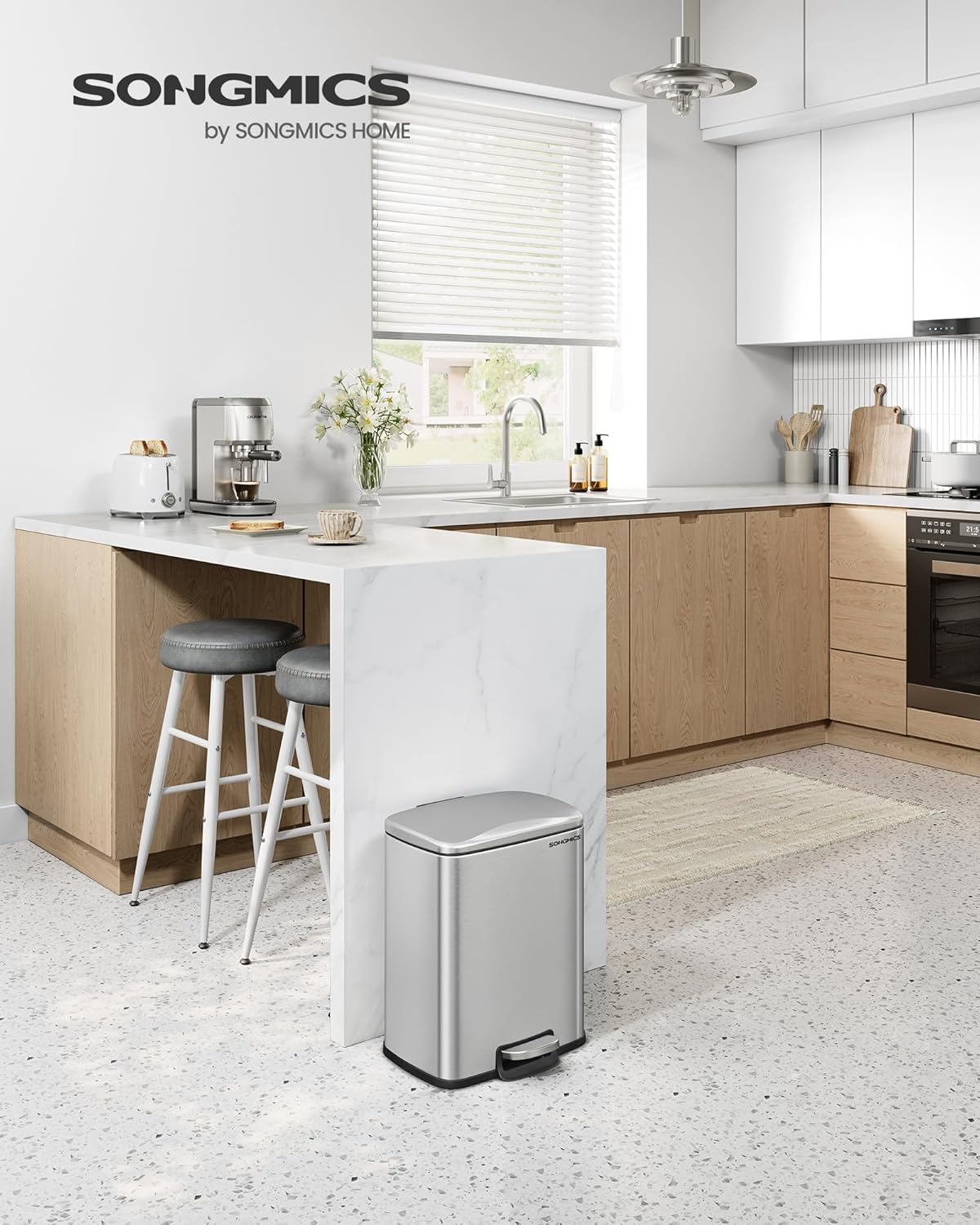 Thumbnail 1 de SONGMICS ULTB543E01 20L Step Trash Can for Kitchen 🗑