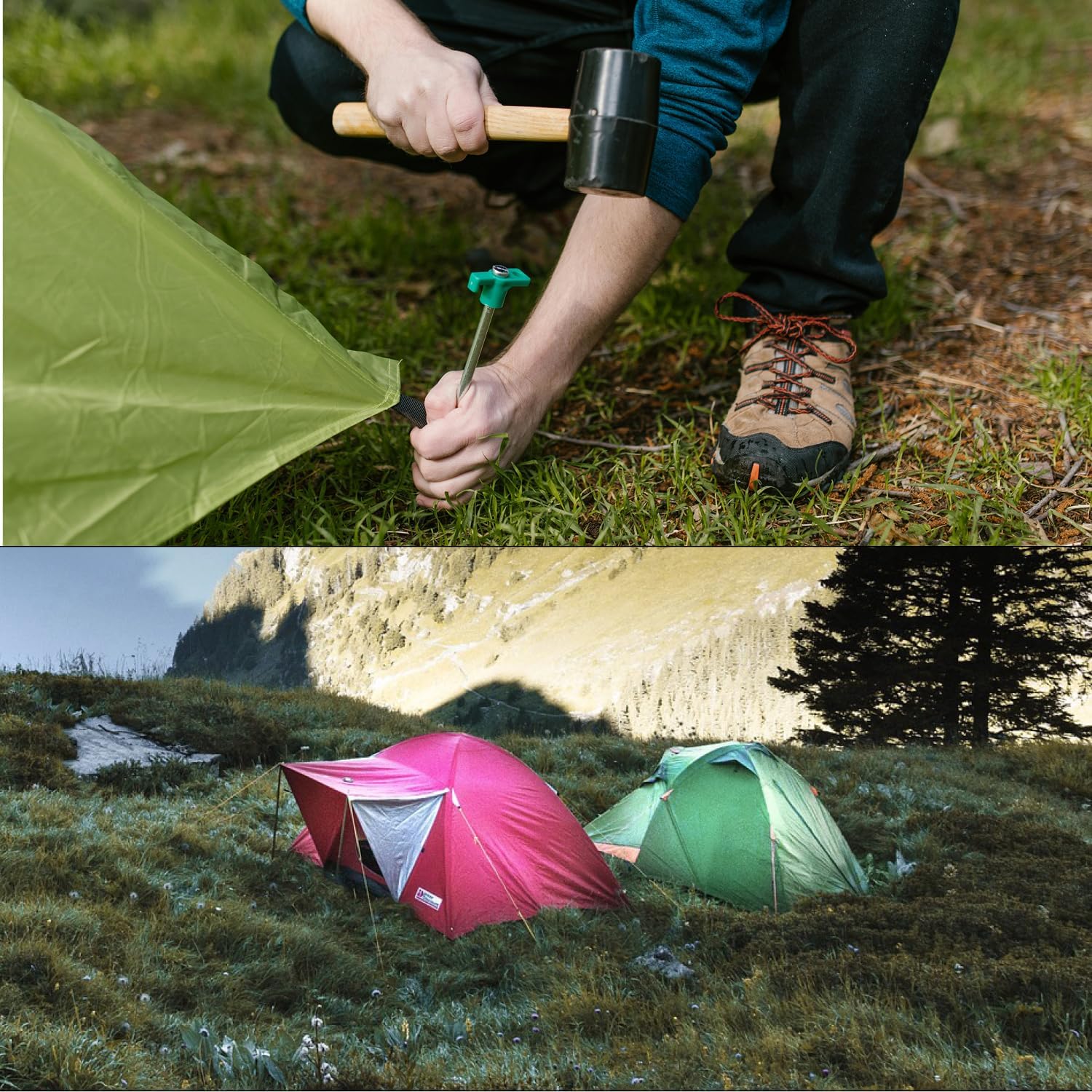 Thumbnail 2 de com-four® 16x Pioli per tenda - Pioli lunghi in acciaio con montatura in plastica (Ø7 mm, 25 cm) per campeggio e outdoor