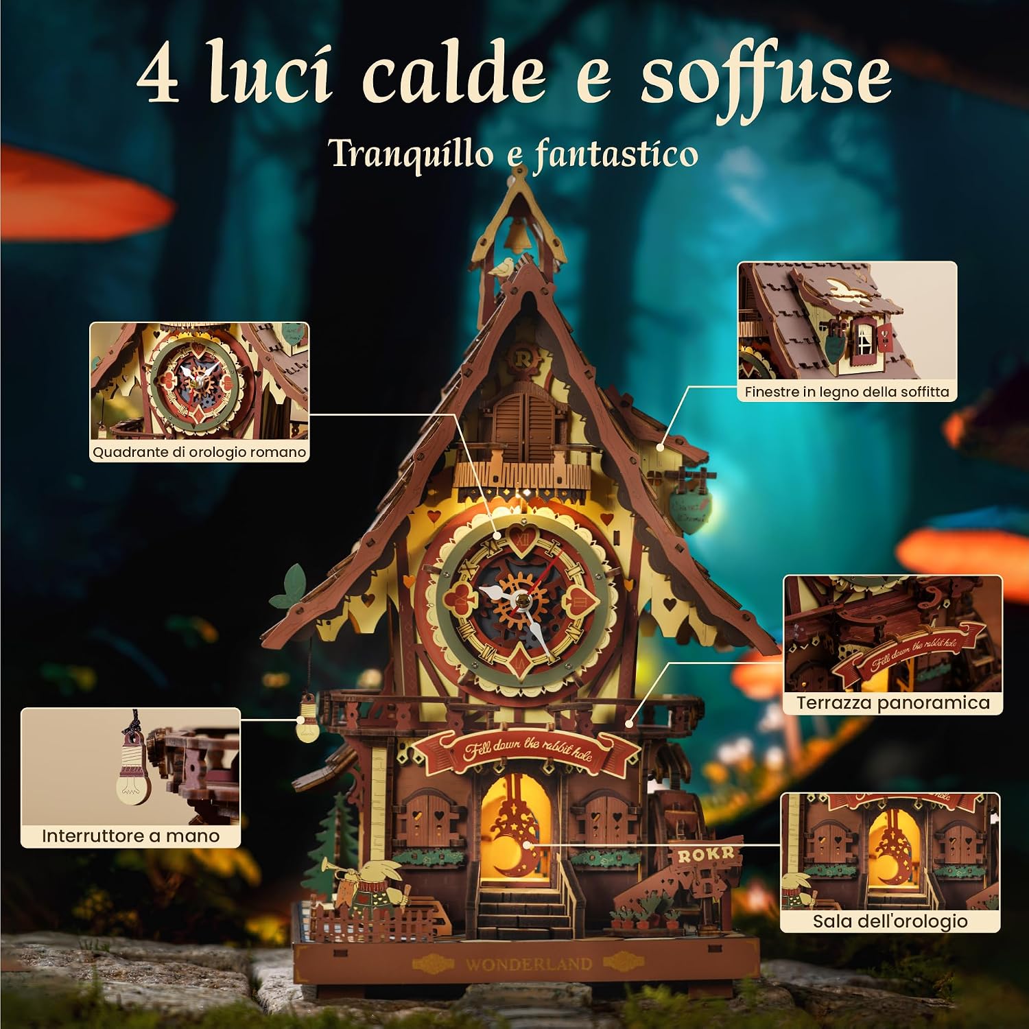 Detalle 2 de ROKR LC901C Orologio a cucĂą 8h di montaggio đź§©