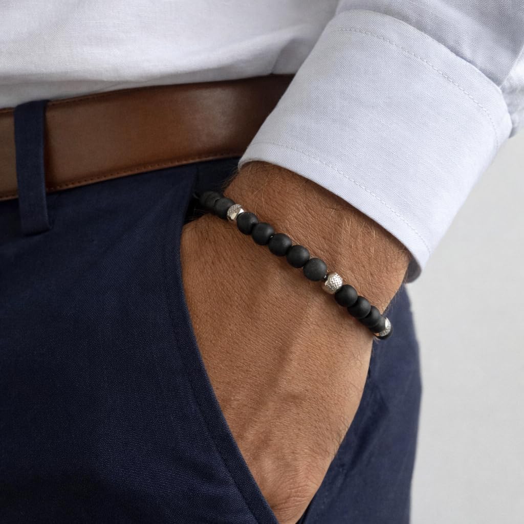 Thumbnail 2 de 10:10 Bracciale Onice Nera regolabile elegante