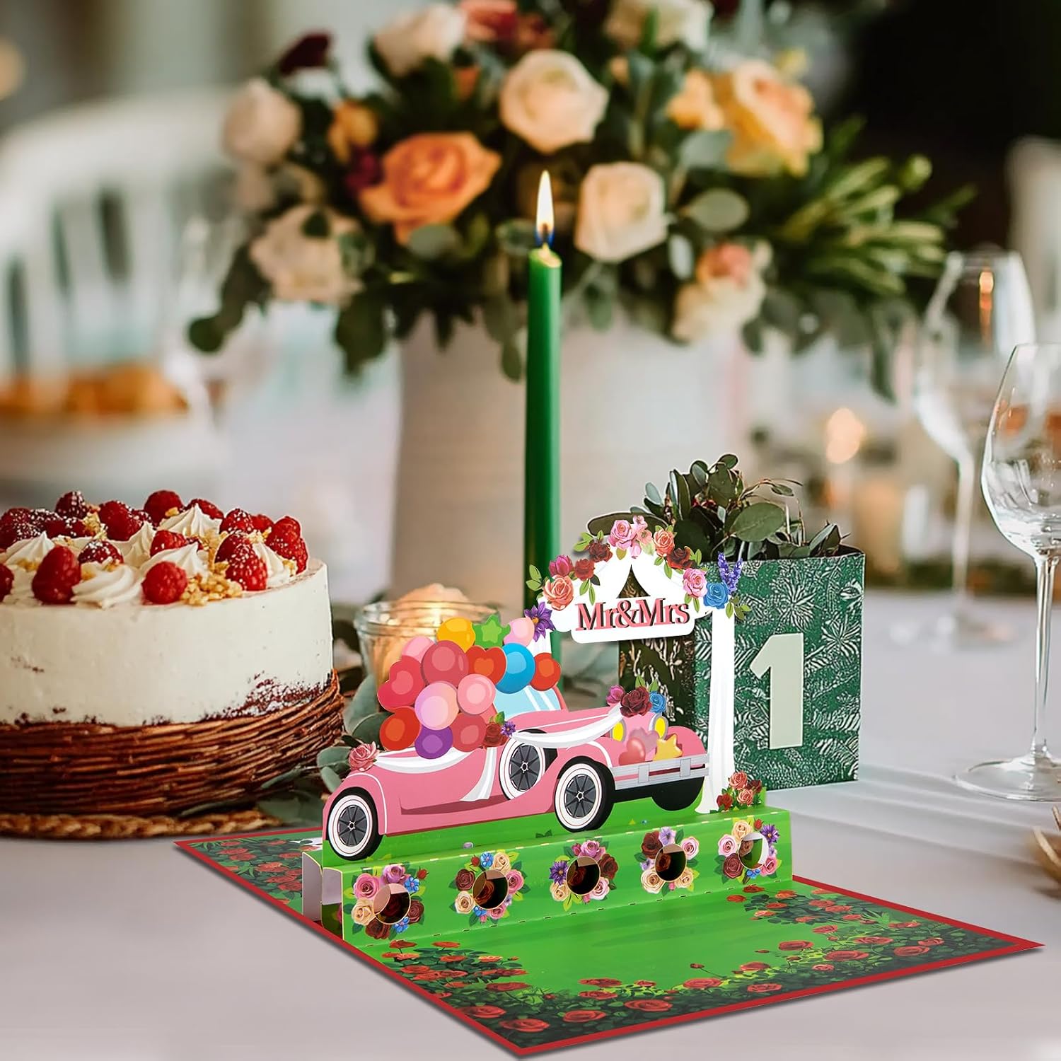 Thumbnail 4 de Money Holders Pop-Up Wedding Car Greeting Card with Cash Slot, Blank Note Cards & Envelopes
