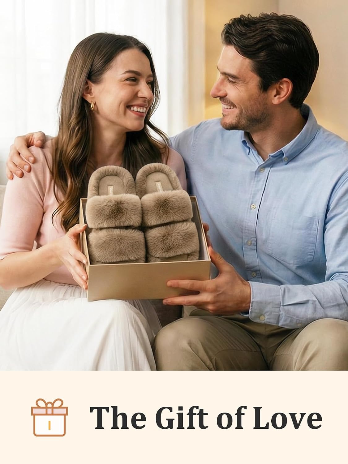 Thumbnail 6 de FamilyFairy Women's Two-Band Faux-Fur Slippers, Open Toe, Memory Foam, Rubber Sole
