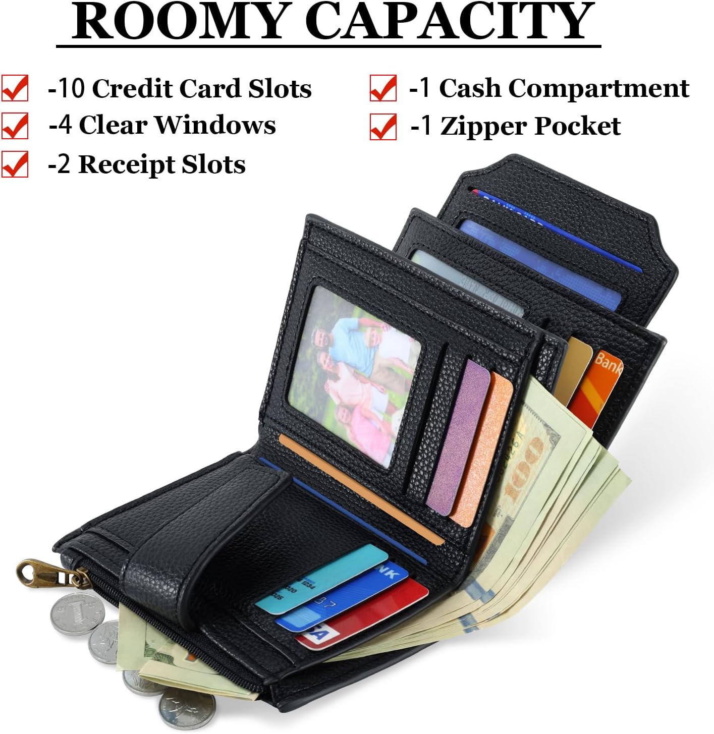 Thumbnail 1 de Airkit Small Wallet for Women with RFID Blocking — Soft Leather, Bifold, Zipper Coin Pocket
