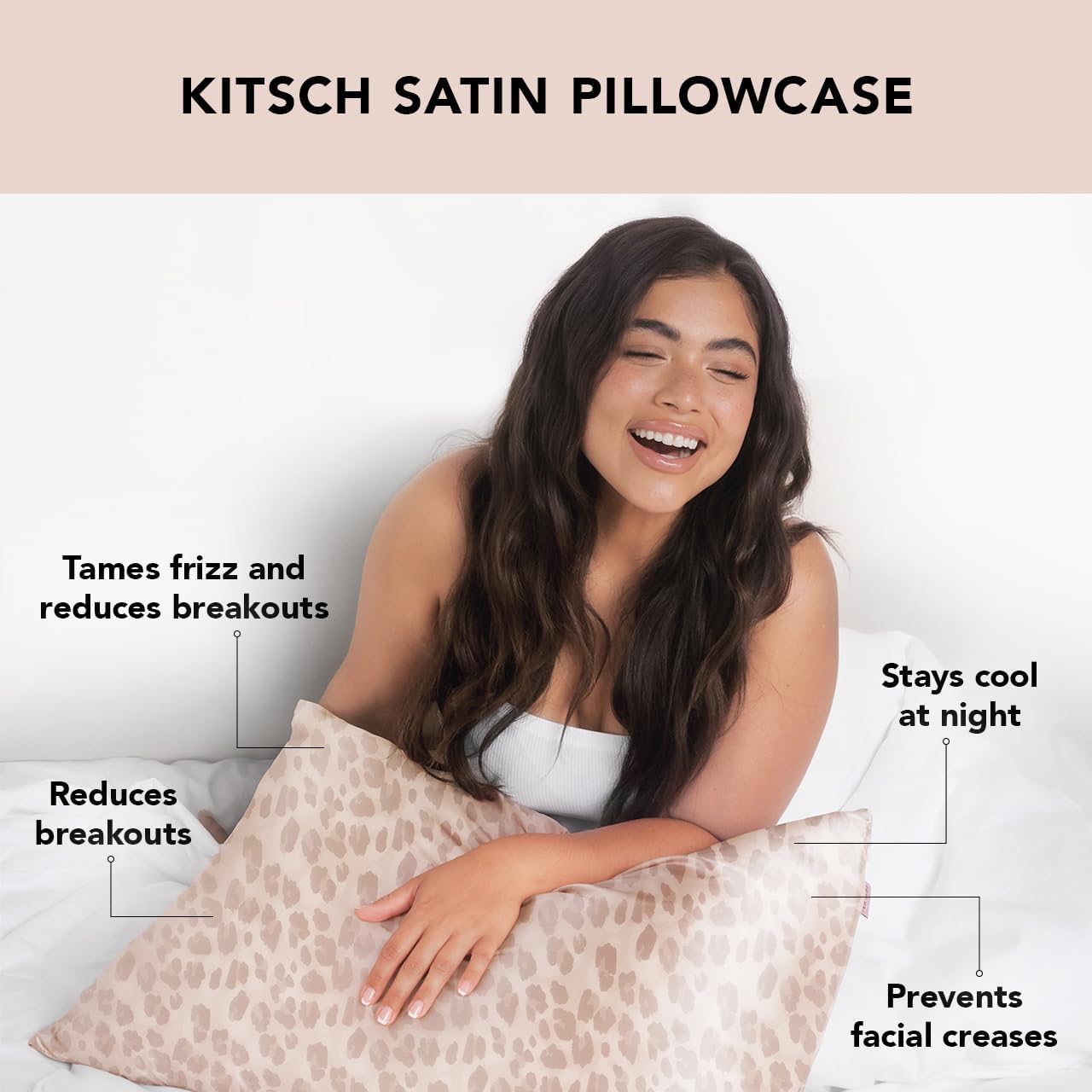Detalle de Kitsch 62293 Satin Pillowcases, King Size, Zipper Closure, Leopard Print