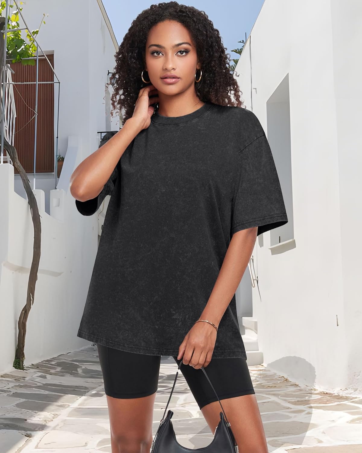 Thumbnail 5 de ADOREJOY Oversized T-Shirts for Women: Short Sleeve Crew Neck Vintage Washed Basic Loose Casual Tees (2026)