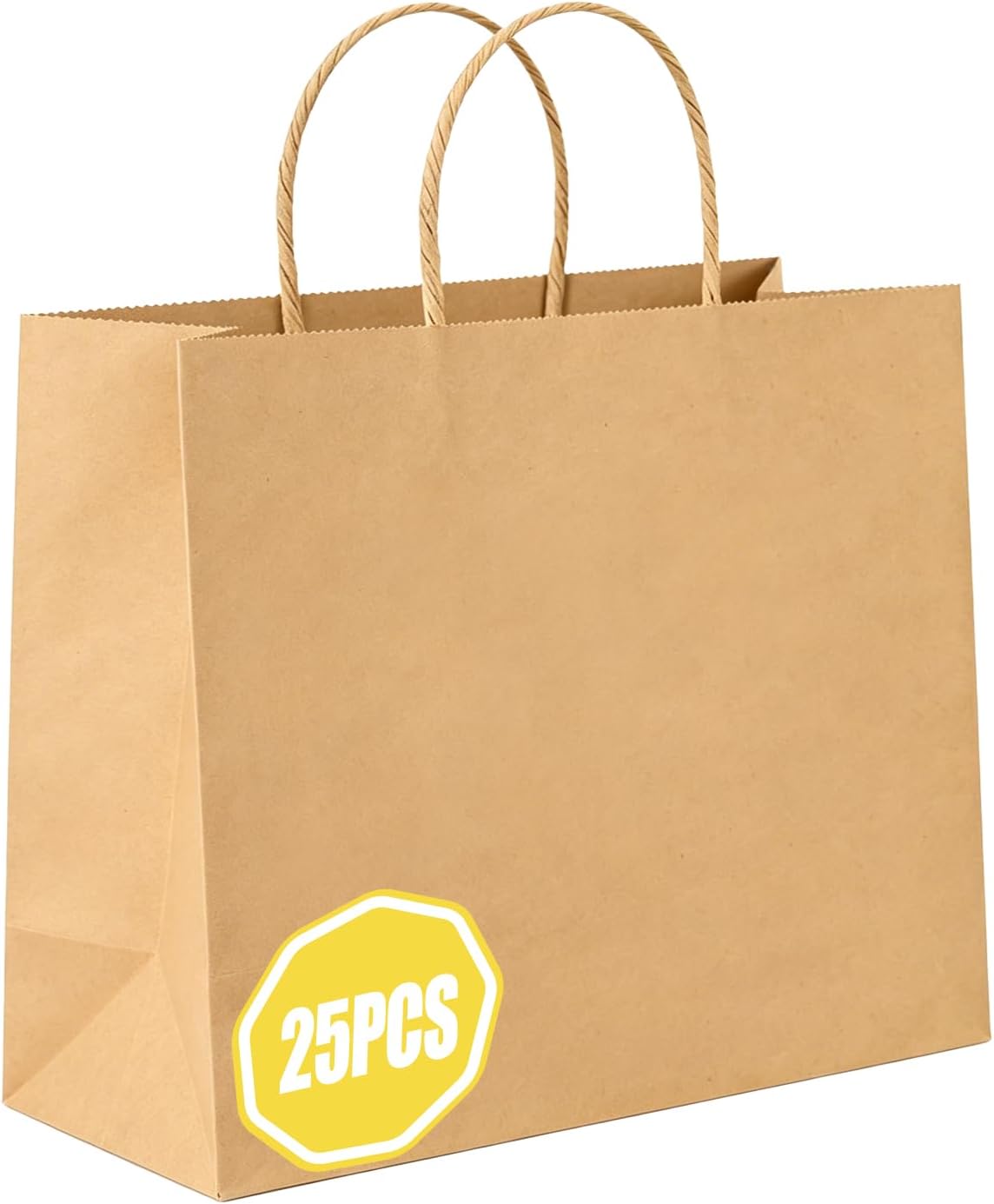 Detalle de Crisgus 100 Sacs Kraft avec Poignée – 15x8x21 cm, Lot de 100