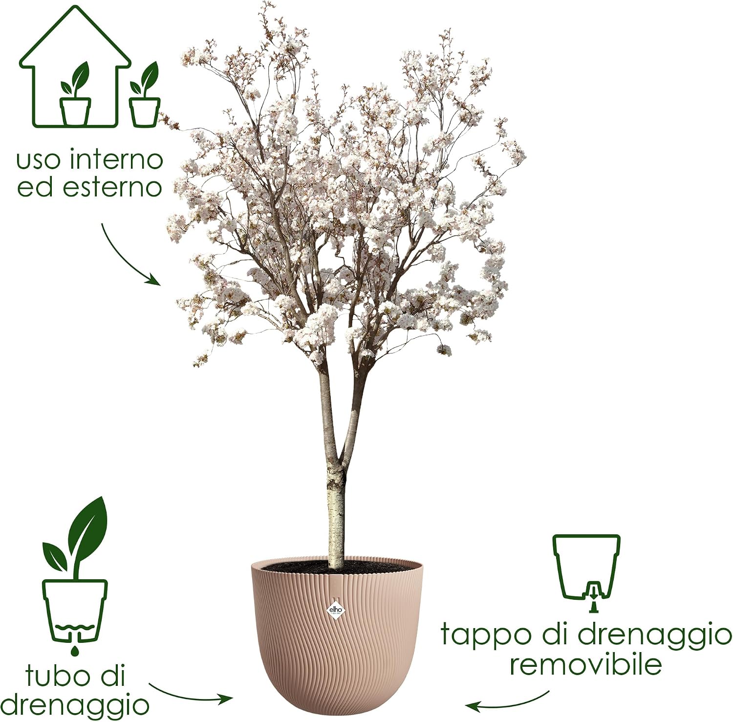 Detalle 2 de Elho Sereh Round 60cm – Vaso per piante in plastica riciclata al 100%