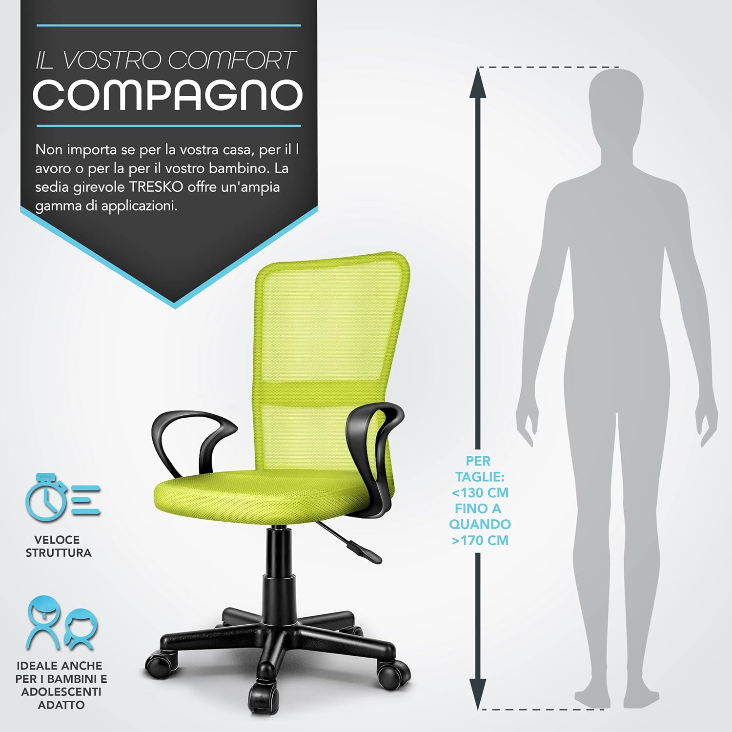 Thumbnail 5 de Sedia da Ufficio TRESKO: leggera, ergonomica e facile da montare